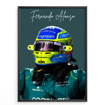 Indlæs billede til gallerivisning Fernando Alonso F1 Plakat | Eksklusivt Racerdesign | Formel 1 Baner | Dynamisk Motorsport Kunst | Plakaty.dk