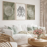 Indlæs billede til gallerivisning 3x Islam Plakater | Al-Ikhlas, Ayatul Kursi & Islamisk Bøn (Dua Hænder) i Moderne Stil