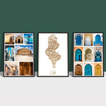 Indlæs billede til gallerivisning Tunesien Plakater | Oplev Tunesisk Kultur gennem Unikke Plakater: Tunesiske Døre, Koranvers og Landets Skatte i Kunstværker fra Tunesien - Plakater til dit Hjem