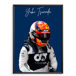 Indlæs billede til gallerivisning Yuki Tsunoda F1 Plakat | Unikt Design på 20+ Internationale Baner