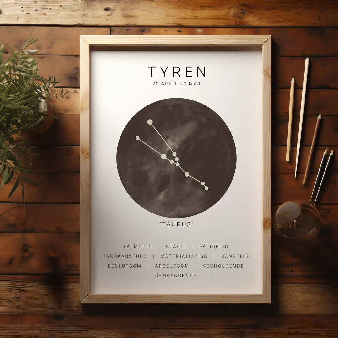 Tyren Stjernetegn Plakat | Brun