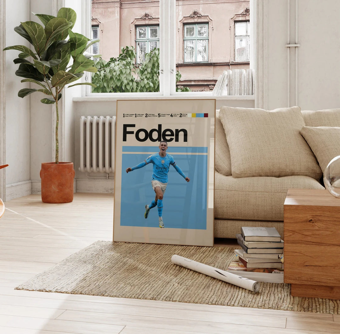 Fodbold plakat | Fodbold plakater | Phil Foden Fodboldplakat | Perfekt til Den Ægte Fodbold Fan | Plakaty.dk