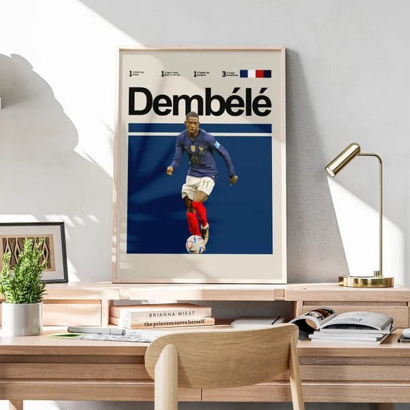 Fodbold plakat | Fodbold plakater | Ousmane Dembélés Fodboldplakat | Perfekt til Den Ægte Fodbold Fan | Plakaty.dk