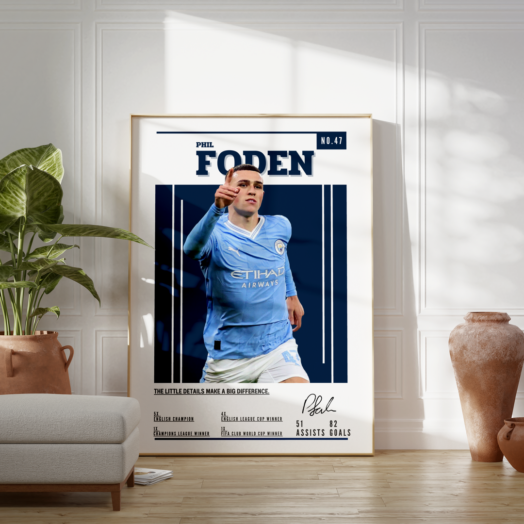 Fodbold plakat | Fodbold plakater | Phil Foden Fodbold Spiller Plakat | En Gave til Passionerede Fans | Plakaty.dk