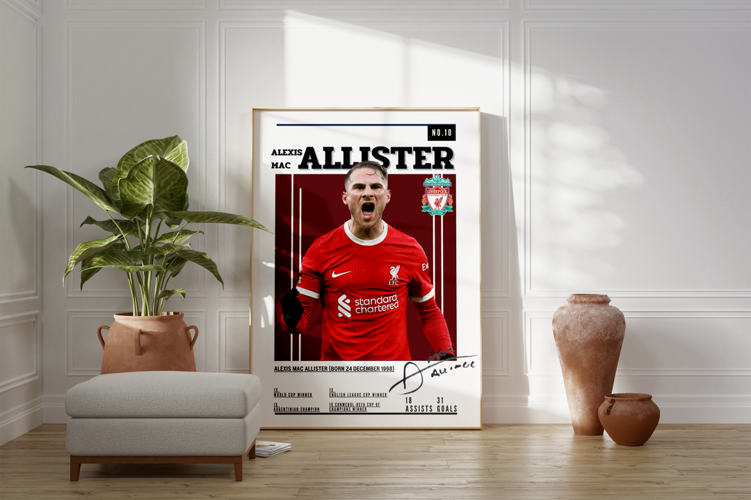 Fodbold plakat | Fodbold plakater | Alexis Mac Allister Fodbold Plakat | Perfekt til Passionerede Fans | Plakaty.dk