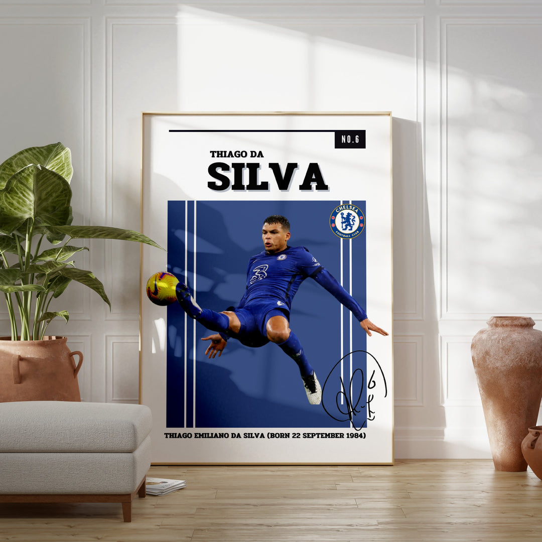 Fodbold plakat | Fodbold plakater | Thiago Silva Fodbold Plakat | Perfekt til Passionerede Fans | Plakaty.dk