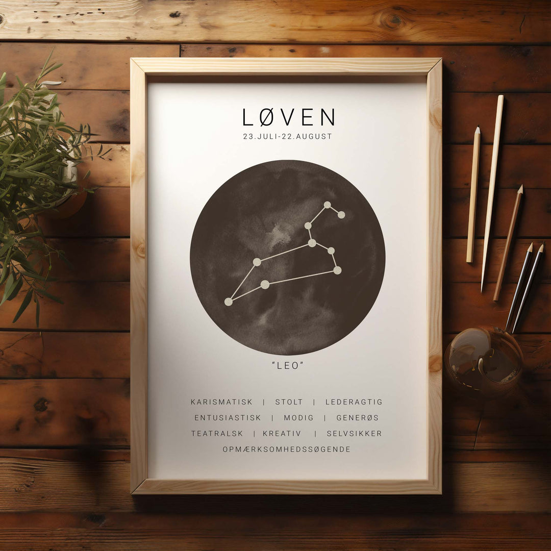 Løve Stjernetegn Plakat | Brun