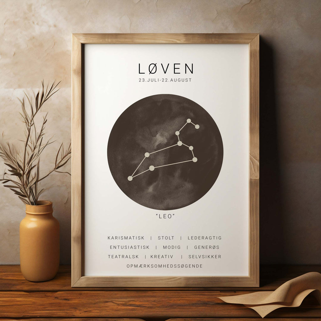 Løve Stjernetegn Plakat | Brun