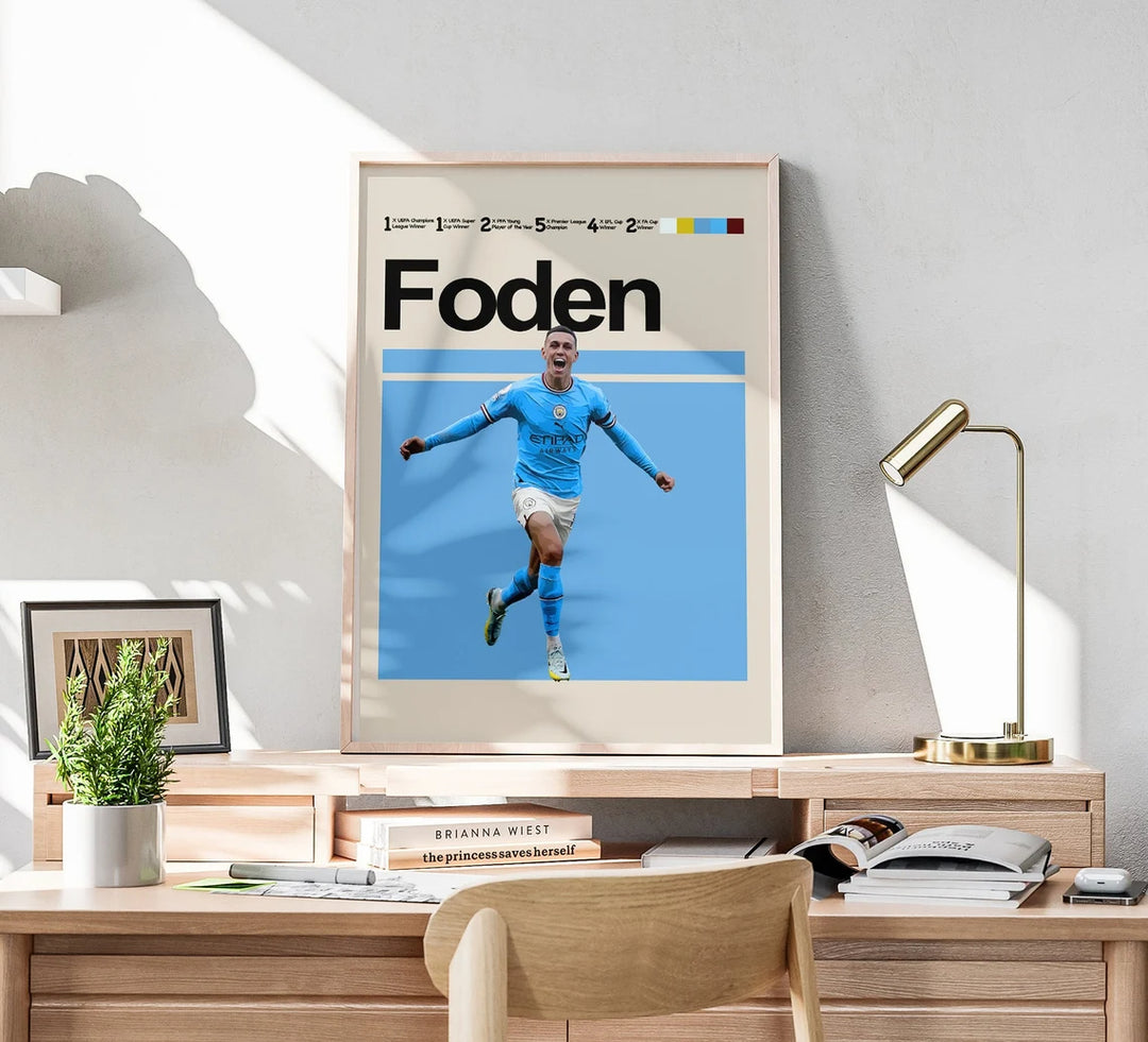 Fodbold plakat | Fodbold plakater | Phil Foden Fodboldplakat | Perfekt til Den Ægte Fodbold Fan | Plakaty.dk