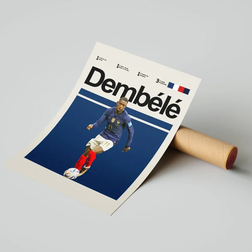 Fodbold plakat | Fodbold plakater | Ousmane Dembélés Fodboldplakat | Perfekt til Den Ægte Fodbold Fan | Plakaty.dk