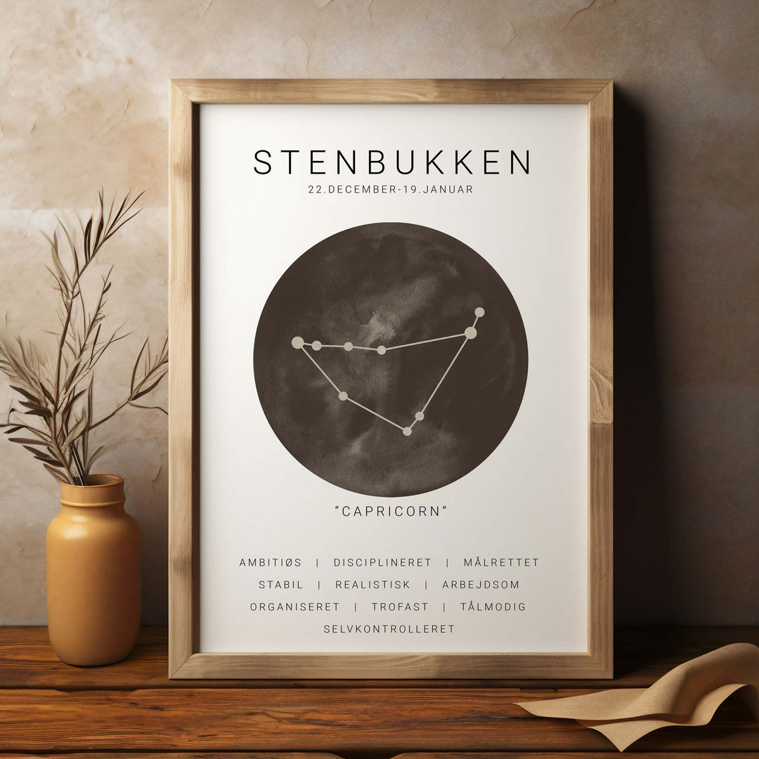 Stenbuk Stjernetegn Plakat | Brun