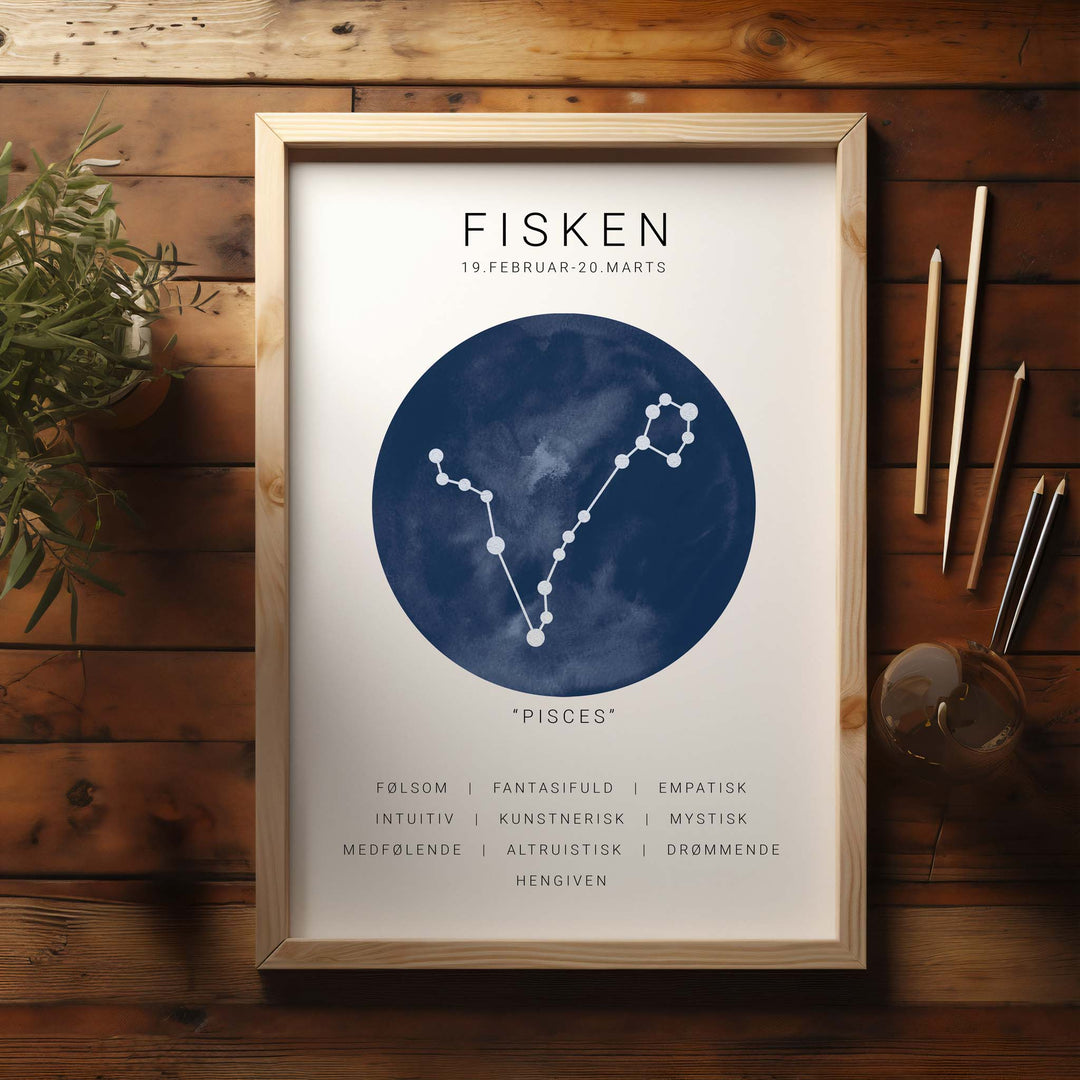 Fisk Stjernetegn Plakat | Blå