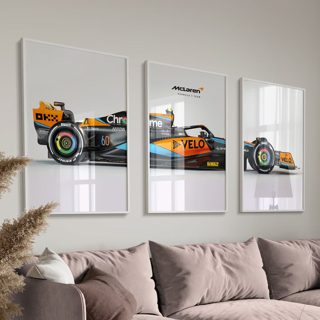 3x F1 | Formel 1 | Lando Norris MCL60 | McLaren Plakater