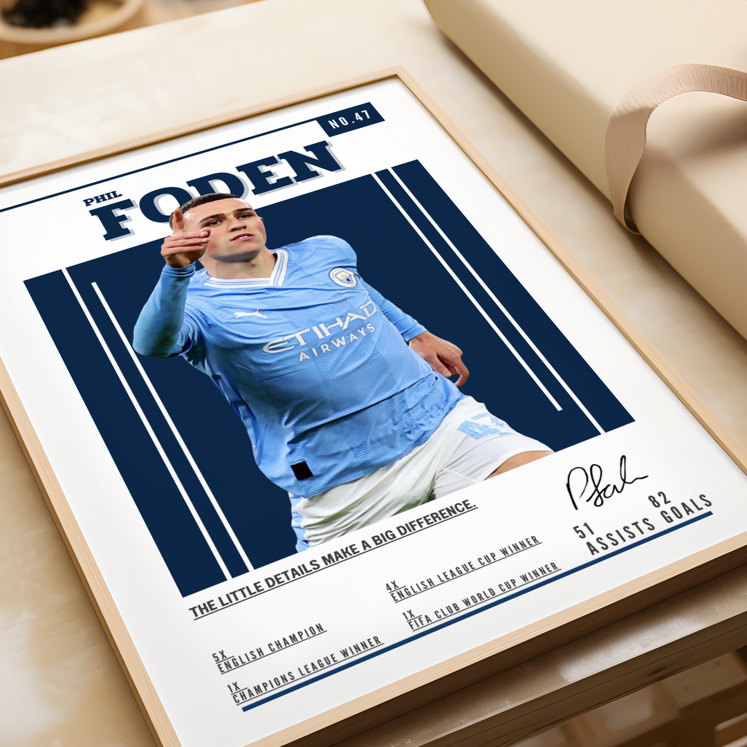 Fodbold plakat | Fodbold plakater | Phil Foden Fodbold Spiller Plakat | En Gave til Passionerede Fans | Plakaty.dk