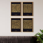 Indlæs billede til gallerivisning Surat Al-Ikhlas Plakat | Kufi Art Guld Design | Islamisk Plakater
