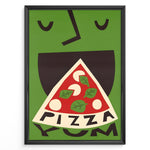 Indlæs billede til gallerivisning Modern graphic poster showing a stylized pizza slice against a green background.
