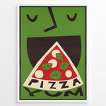 Indlæs billede til gallerivisning Modern graphic poster showing a stylized pizza slice against a green background.
