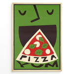 Indlæs billede til gallerivisning Modern graphic poster showing a stylized pizza slice against a green background.
