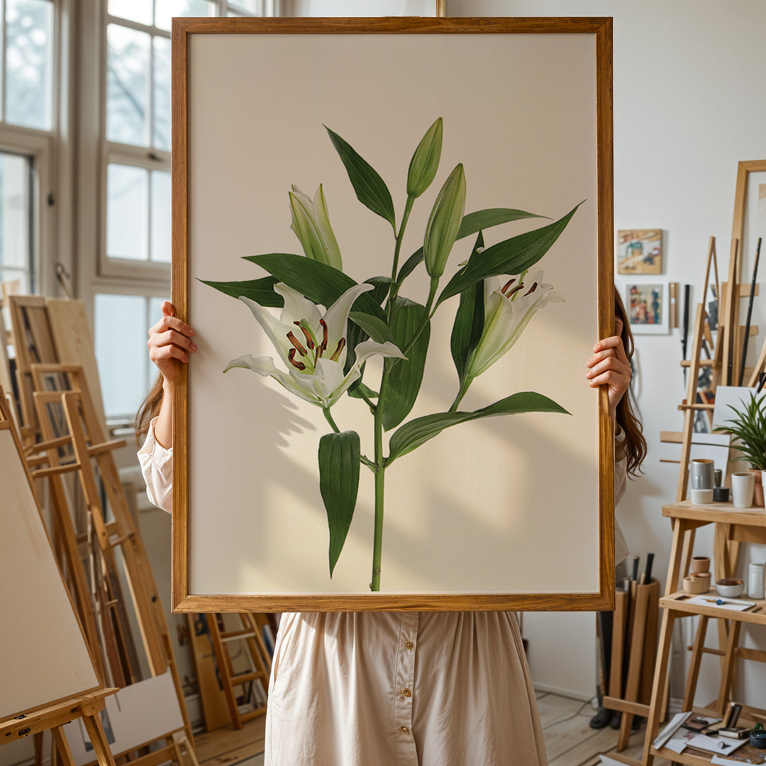 Plante print | Stilfuld plakat med grønne planter | Plakat med grønne planter, botanisk kunst og naturplanter, ideel til at tilføje et organisk og livligt præg til dit hjem.