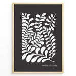 Indlæs billede til gallerivisning Noir Foliage Plakat | Matisse Poster | Abstrakt bladmotiv i sort-hvid
