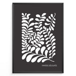 Indlæs billede til gallerivisning Noir Foliage Plakat | Matisse Poster | Abstrakt bladmotiv i sort-hvid
