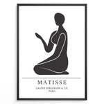 Indlæs billede til gallerivisning Seated Form Plakat | Matisse Poster | Minimalistisk sort silhuet af siddende figur med løftet arm
