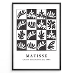 Indlæs billede til gallerivisning Graphic Foliage Plakat | Matisse Poster | Abstrakt bladmotiv i sort-hvid gitterdesign
