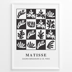 Indlæs billede til gallerivisning Graphic Foliage Plakat | Matisse Poster | Abstrakt bladmotiv i sort-hvid gitterdesign
