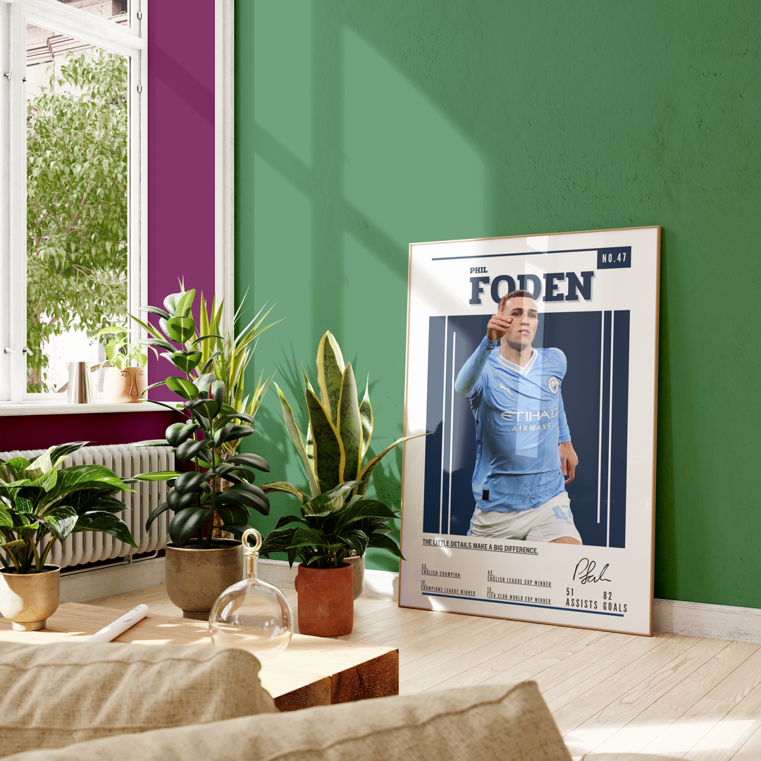 Fodbold plakat | Fodbold plakater | Phil Foden Fodbold Spiller Plakat | En Gave til Passionerede Fans | Plakaty.dk