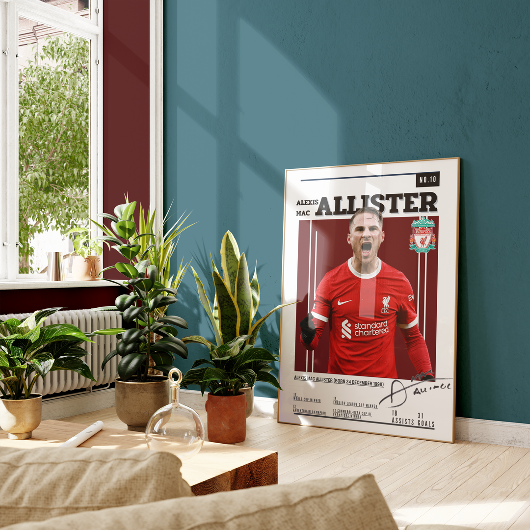 Fodbold plakat | Fodbold plakater | Alexis Mac Allister Fodbold Plakat | Perfekt til Passionerede Fans | Plakaty.dk