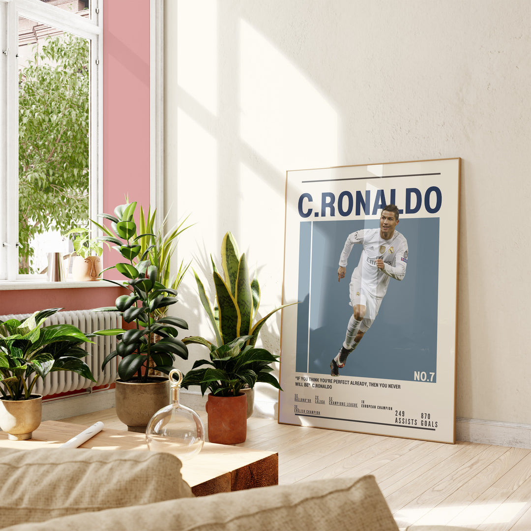 Fodbold plakat | Fodbold plakater | Cristiano Ronaldo Real Madrid Fodbold Plakat | Perfekt til Den Ægte Fan | Plakaty.dk