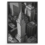 Indlæs billede til gallerivisning Fashion Plakat | Aerial View of the Chrysler Building in Black and White Plakaty.dk | Black and white aerial view of the Chrysler Building surrounded by New York City skyscrapers.
