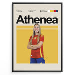 Indlæs billede til gallerivisning Athenea del Castillo plakat | Spanien landsholdstrøje i rød og gul med selvsikker attitude – ideel til fans af kvindefodbold og Spanien

