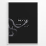 Indlæs billede til gallerivisning Fashion Plakat | BLVCK Paris Serpent Noir: Minimalist Snake-Inspired Wall Art Plakaty.dk | Minimalist black artwork featuring a coiled snake and the BLVCK Paris logo in the center, on a dark background.

