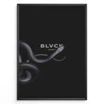 Indlæs billede til gallerivisning Fashion Plakat | BLVCK Paris Serpent Noir: Minimalist Snake-Inspired Wall Art Plakaty.dk | Minimalist black artwork featuring a coiled snake and the BLVCK Paris logo in the center, on a dark background.
