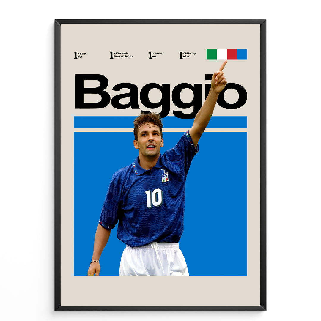 Fodbold plakat | Fodbold plakater | Roberto Baggio Fodbold Plakat | Den Italienske Maestro | Plakaty.dk