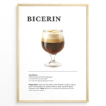 Indlæs billede til gallerivisning Illustrated Bicerin recipe poster with a layered glass of espresso, hot chocolate, and whipped cream.
