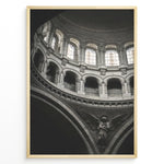 Indlæs billede til gallerivisning Fashion Plakat | Cathedral Dome with Angel Sculpture – Architectural Elegance Plakaty.dk | Interior view of a cathedral dome with arched windows and a stone angel sculpture beneath grand architectural arches.
