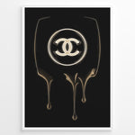 Indlæs billede til gallerivisning Fashion Plakat | Chanel Gold Drip Logo – Luxury Modern Wall Art Plakaty.dk | Gold dripping Chanel logo on a black background, designed as a modern luxury fashion wall art print.
