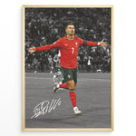 Indlæs billede til gallerivisning Cristiano Ronaldo goal celebration in Portugal red jersey framed plakat
