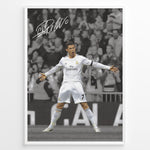 Indlæs billede til gallerivisning Cristiano Ronaldo celebrating in Real Madrid white jersey framed plakat
