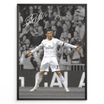 Indlæs billede til gallerivisning Cristiano Ronaldo celebrating in Real Madrid white jersey framed plakat
