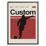 Indlæs billede til gallerivisning Custom-made fodboldspiller plakat | Personlig silhuet af spiller i minimalistisk og moderne design, perfekt til hjem eller kontor.
