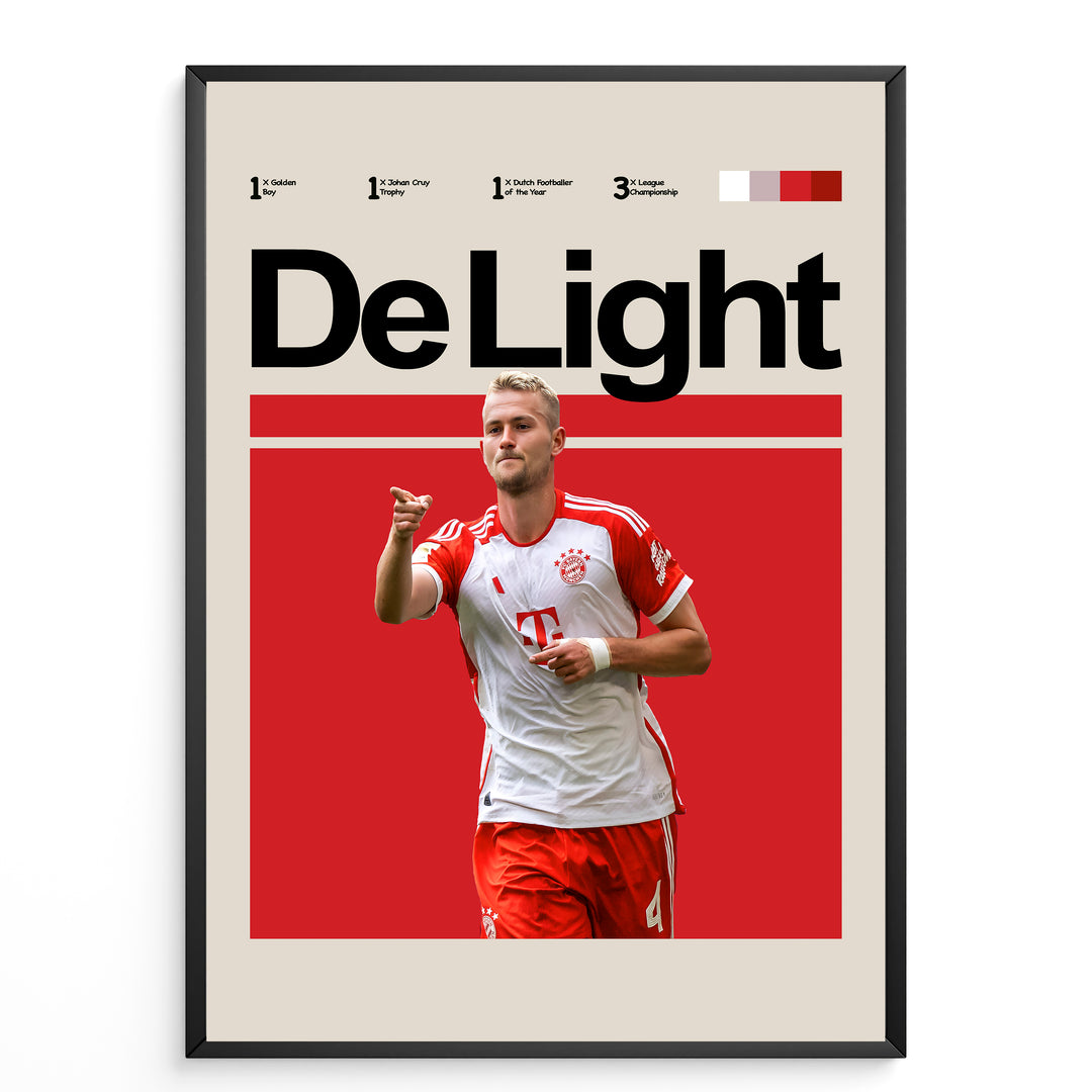 Fodbold plakat | Fodbold plakater | Matthijs de Ligt Fodbold Plakat | Hollands Forsvarsstjerne, Unge Lederskab | Plakaty.dk