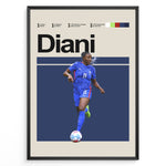 Indlæs billede til gallerivisning Kadidiatou Diani plakat | Frankrig landsholdstrøje i blå med boldkontrol og energi – ideel til fans af kvindefodbold og Les Bleues
