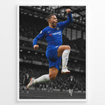 Indlæs billede til gallerivisning Eden Hazard Chelsea fodbold plakat i blå Chelsea-trøje

