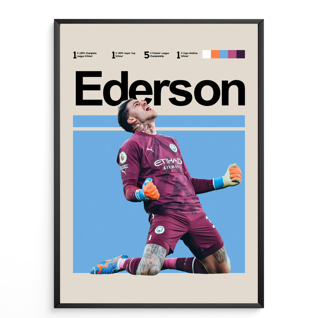 Fodbold plakat | Fodbold plakater | Ederson Fodbold Plakat | Målmandens Magi på Banen | Plakaty.dk