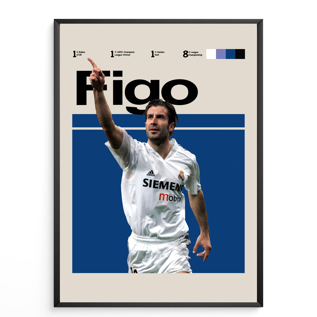 Fodbold plakat | Fodbold plakater | Luis Figo Fodbold Plakat | Portugals Magiske Spilskaber | Plakaty.dk