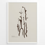 Indlæs billede til gallerivisning Framed “Minimalist Drawing Collection” poster with abstract brown cactus and small flowers line art on a beige background in a modern style.
