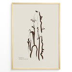Indlæs billede til gallerivisning Framed “Minimalist Drawing Collection” poster with abstract brown cactus and small flowers line art on a beige background in a modern style.
